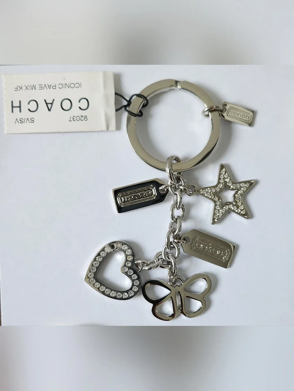 Coach Iconic Pavé Mix Silver Keychain